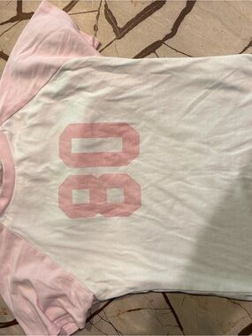 Girls' Pink & White Number 08 Baseball Tee - Kids Shirt